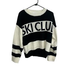 Après Ski Knit Sweater Le Lis Black White Striped‎ Winter Medium